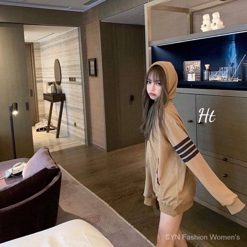 Áo hoodie Nâu 4 sọc tay mác túi H2A