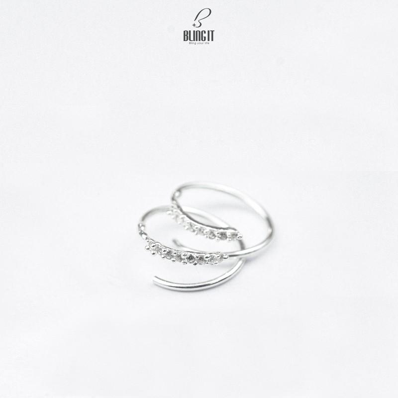 Bông tai Bling It hai vòng bạc đính đá BIBT489