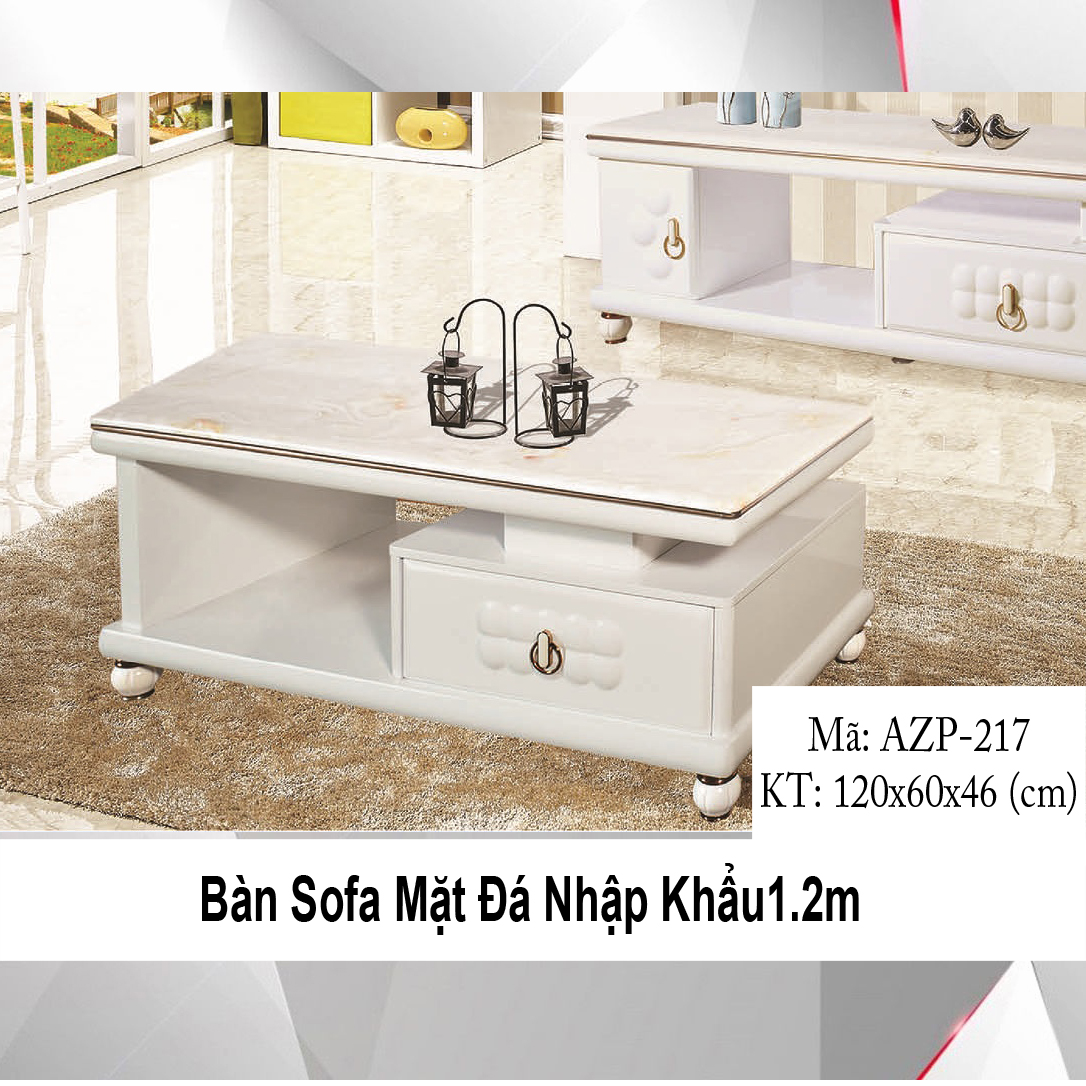 Bàn Sofa Mặt Đá Size 1.2m / 1 Ngăn Kéo / Dòng Cao Cấp - Hàng Nhập Khẩu AZP-T217