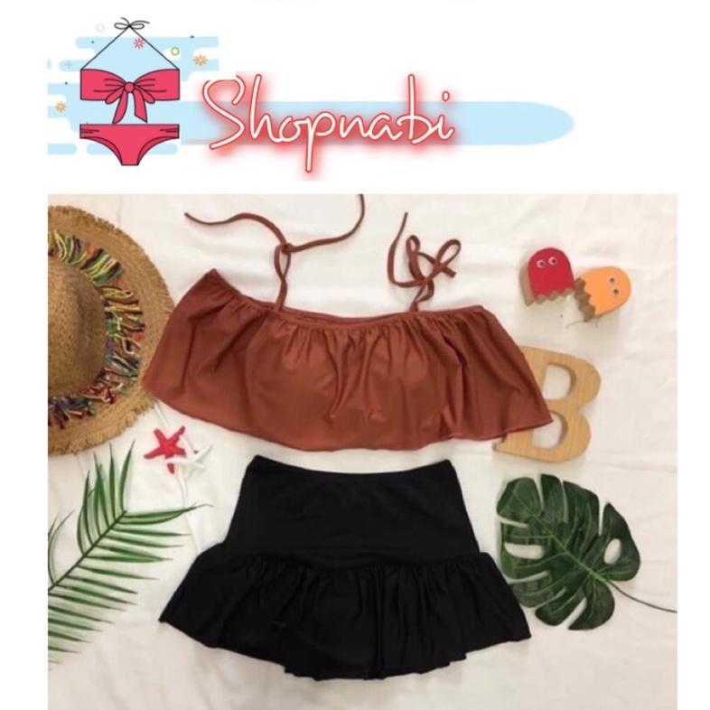 Đồ bơi bikini áo 2 dây cam đất sáng da, 7 màu