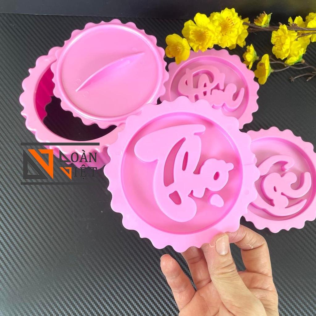 Khuôn TRÒN NHẤN XÔI viền hoa 3D sắc nét - Bộ 3 hình PHÚC LỘC THỌ 14cm - NHỰA VIỆT NAM, AN TOÀN CHO SỨC KHOẺ