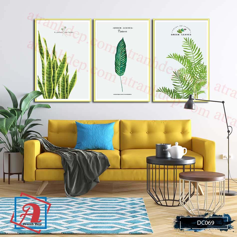 Bộ 3 tranh canvas treo tường Decor Hoa lá phong cách scandinavian – DC069