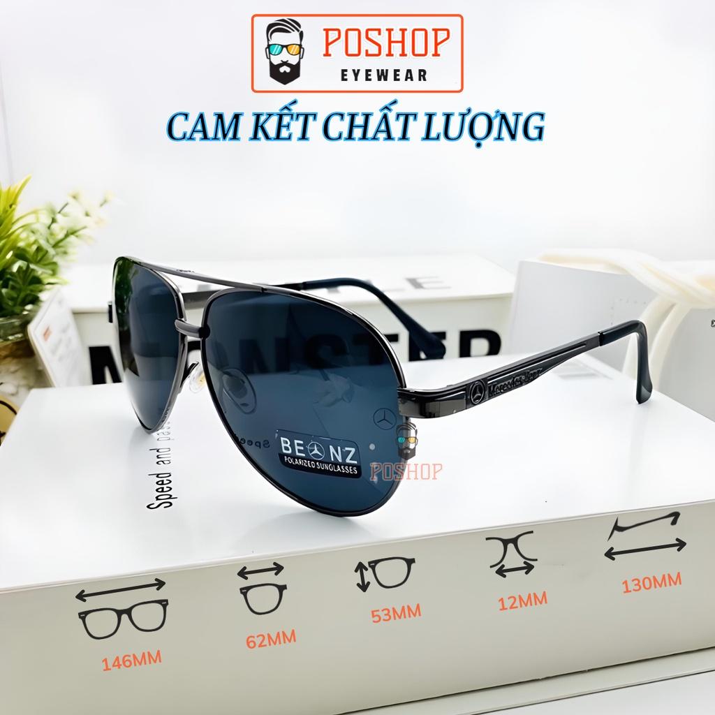 Kính mát nam POSHOP gọng kim loại kiểu phi công thời trang dễ đeo với tròng phân cực polaroid chống chói uv400 M3