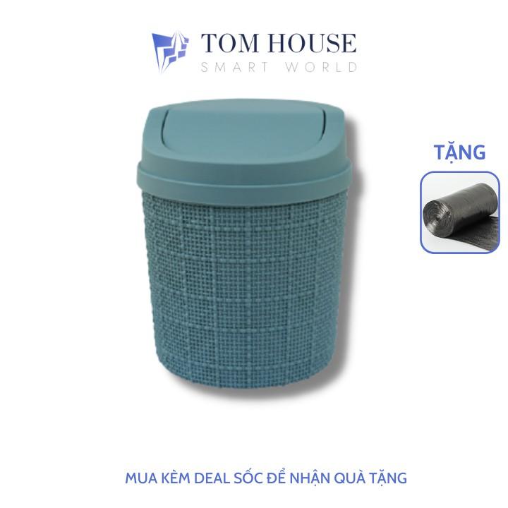 Thùng Rác Nắp Lật Caro Kích Cỡ Mini Để Bàn Đa Năng Tiện Dụng Siêu Xinh TomHouseVN