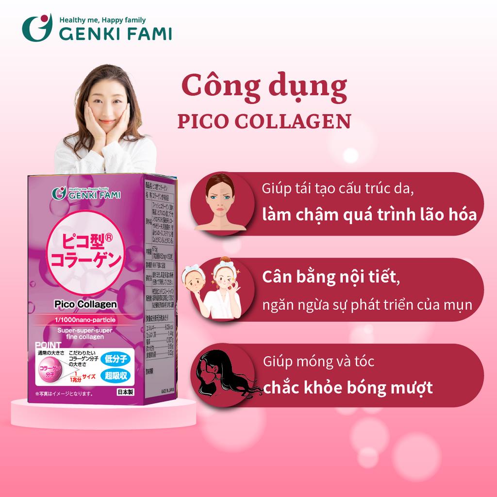 Viên Uống Hỗ Trợ Trẻ Hóa Da Pico Collagen Genki Fami, Hộp 180 viên