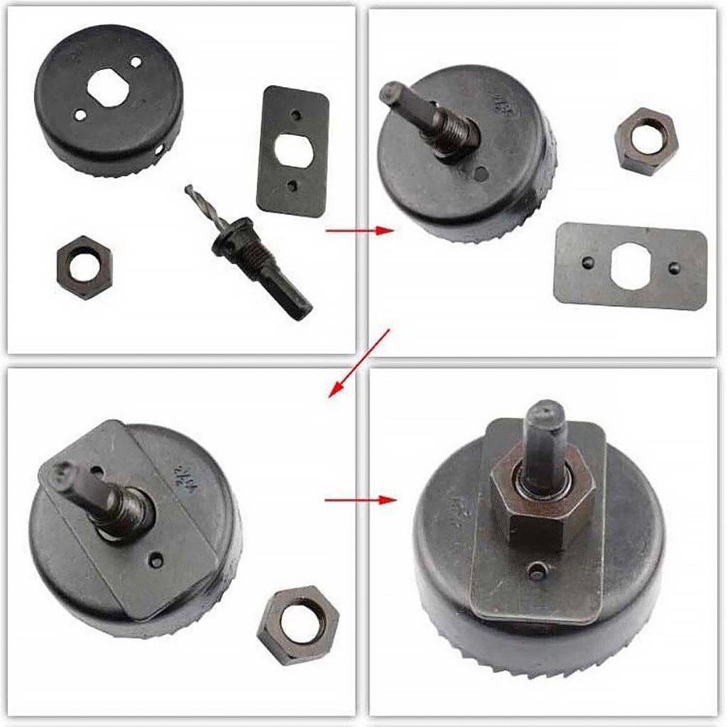 Mũi Khoan Khoét Lỗ Tròn Thạch Cao, gỗ 13 size vành khoét 19, 22, 25, 28, 32, 38, 44, 54, 64, 76, 89, 102, 127mm