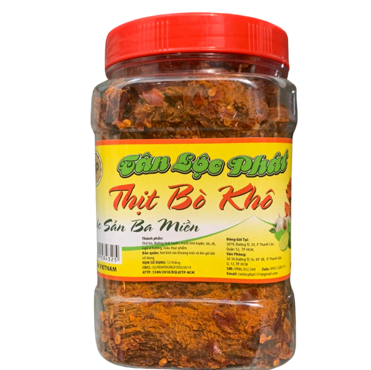 KHÔ BÒ MIẾNG TÂN LỘC PHÁT COMBO 1KG - MỖI HŨ 500G