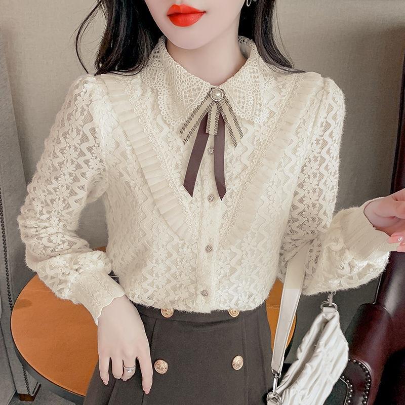 Áo Sơ Mi Ren Nữ Dài Tay Thời Trang