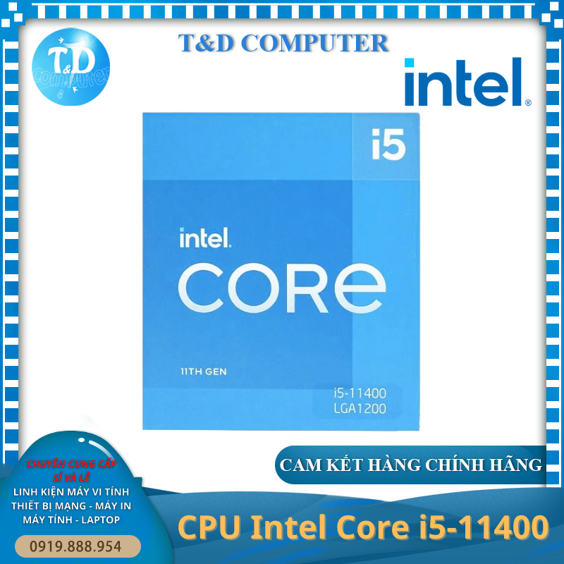 CPU Intel Core i5 11400 4.4GHz (Socket 1200, 6 nhân 12 luồng 12Mb 65W) - Hàng chính hãng FPT phân phối