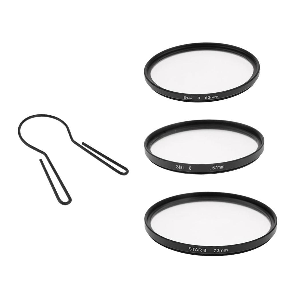 Star-Effect Starburst Twinkle 8-Point Rotated Cross Screen Glass Filters Set - 62mm/67mm/72mm + Filter Spanner Tool