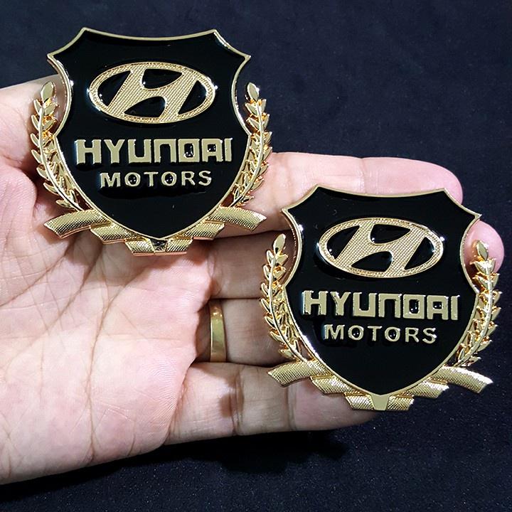 Bộ 2 logo bông lúa nổi Hyundai dán trang trí Ngoại thất ô tô