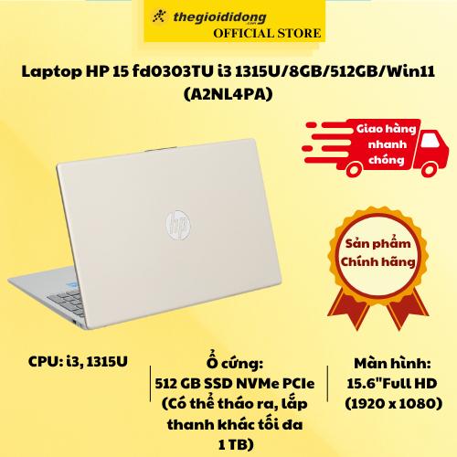 Laptop HP 15 fd0303TU i3 1315U/8GB/512GB/Win11 (A2NL4PA) - Hàng Chính Hãng