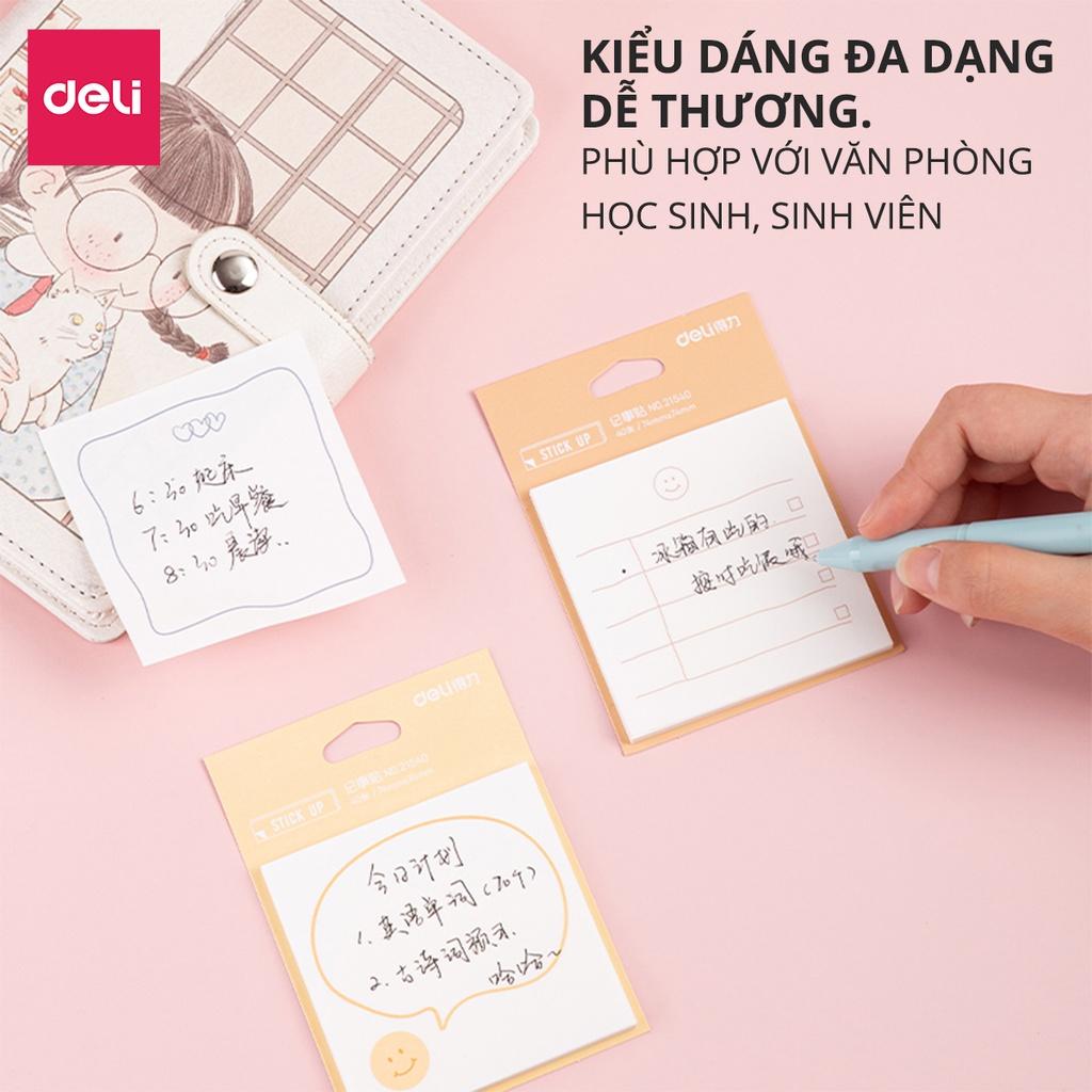 Giấy nhớ giấy nhắn hình ngộ nghĩnh Deli - giấy note ghi chú - 1 tệp màu ngẫu nhiên - 21540