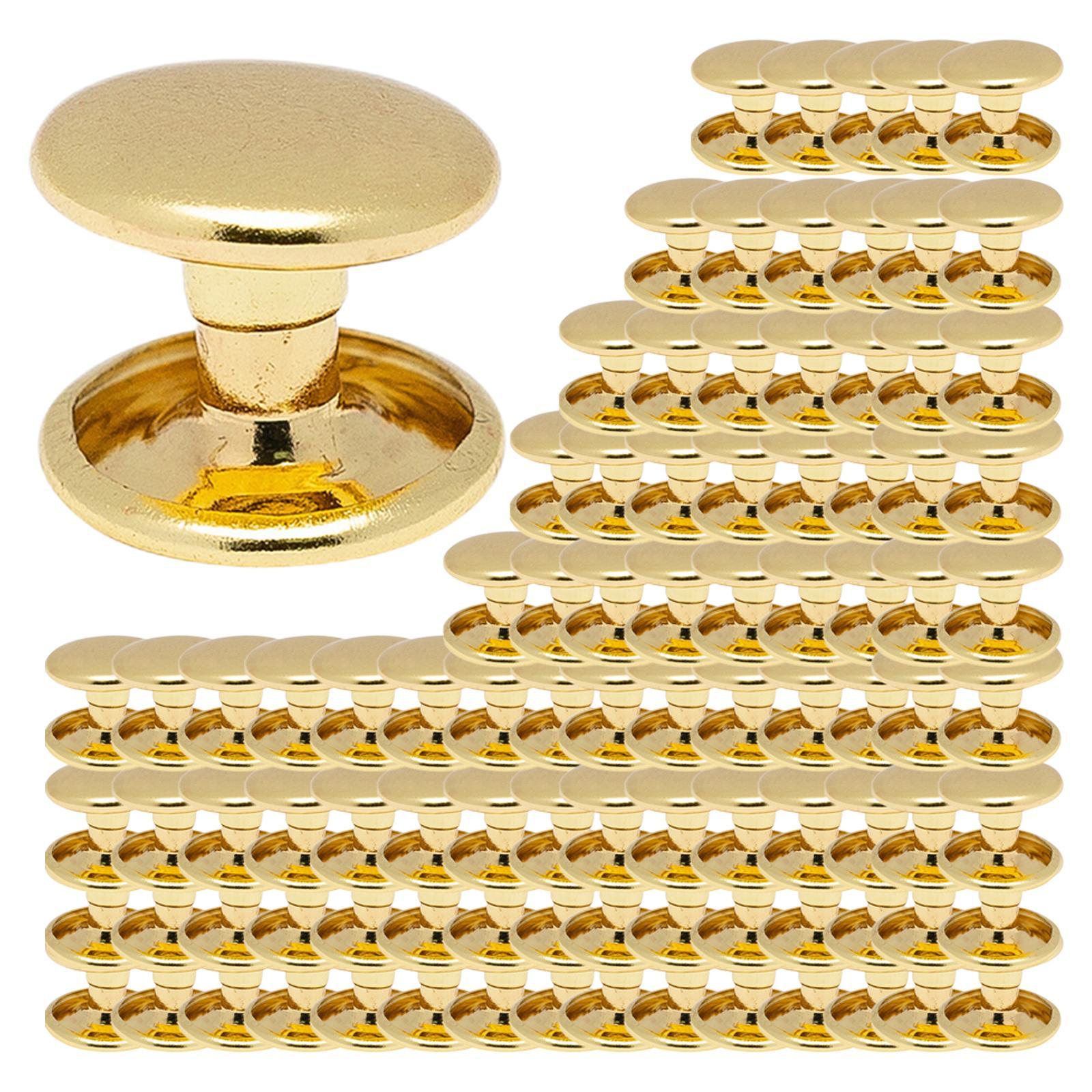 100Pcs Pure Brass Screw Rivets Double Caps Decorative Button Studs for Shoes Bag