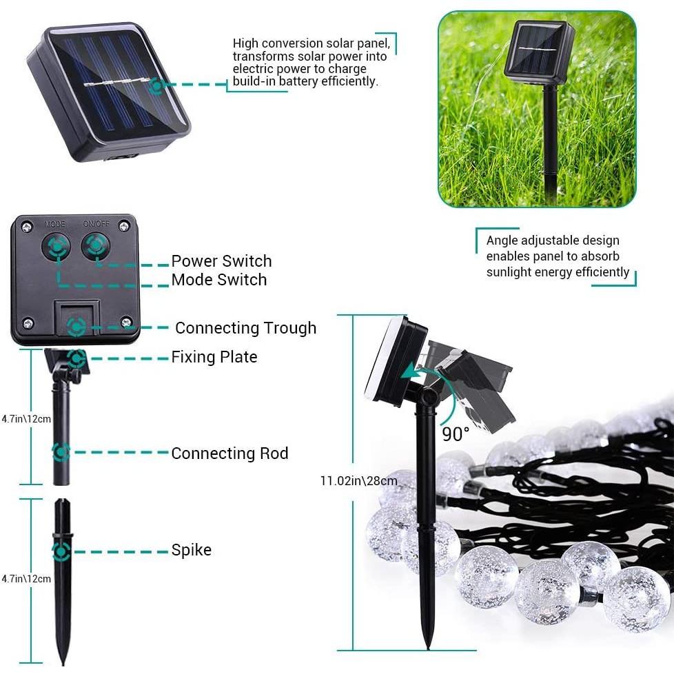Bộ 50 Cầu LED SOLAR dạng dây treo sân vườn trang trí nhà cửa