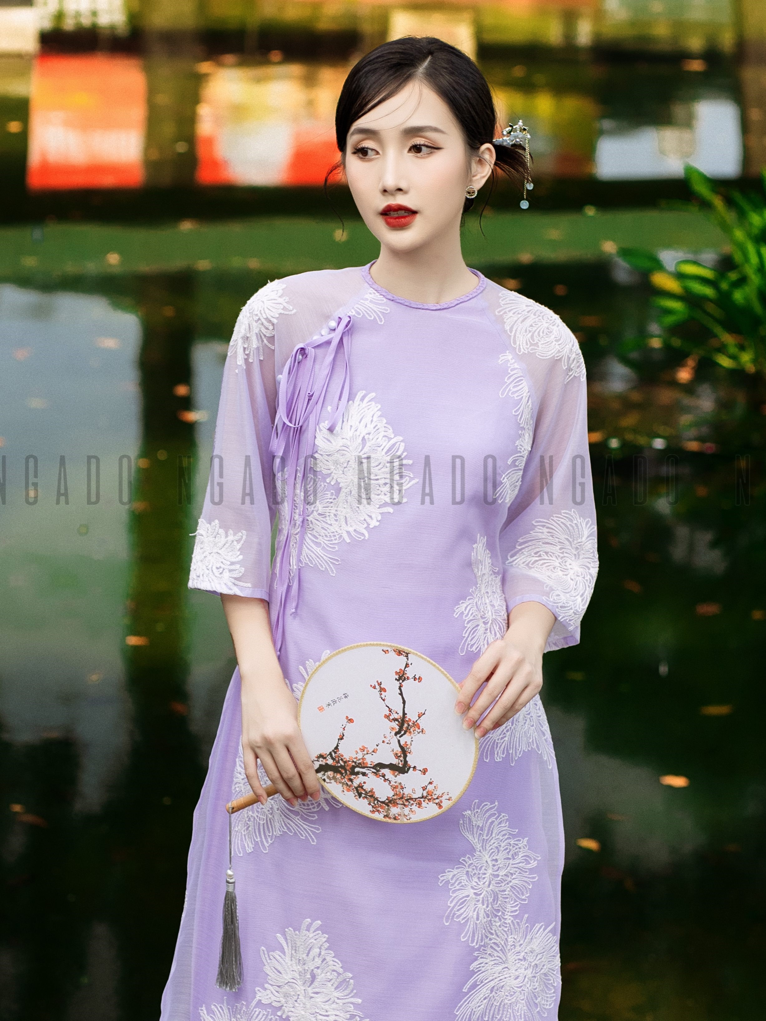 Áo dài Đinh Hương NGADO , áo dài Tết , áo dài cách tân , áo dài truyền thống