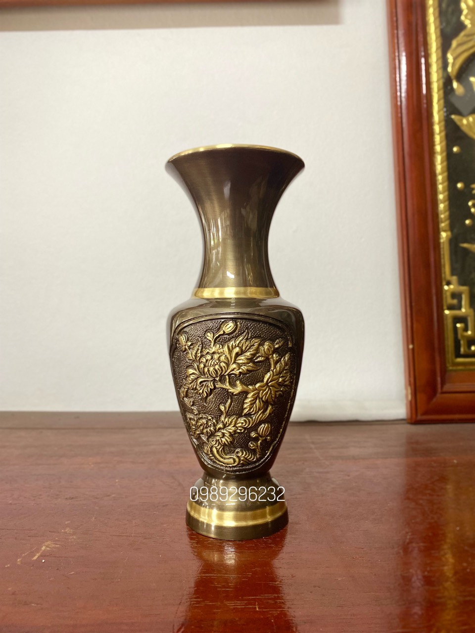 Lọ hoa , lục bình bằng đồng hun cao 31cm