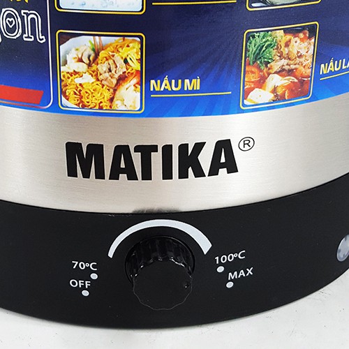 Ca nấu đa năng 600W, 1.6L, lòng inox 304 Matika MTK-1612 dùng để nấu mì, luộc trứng, nấu lẩu, thích hợp nấu ăn văn phòng-HÀng chính hãng