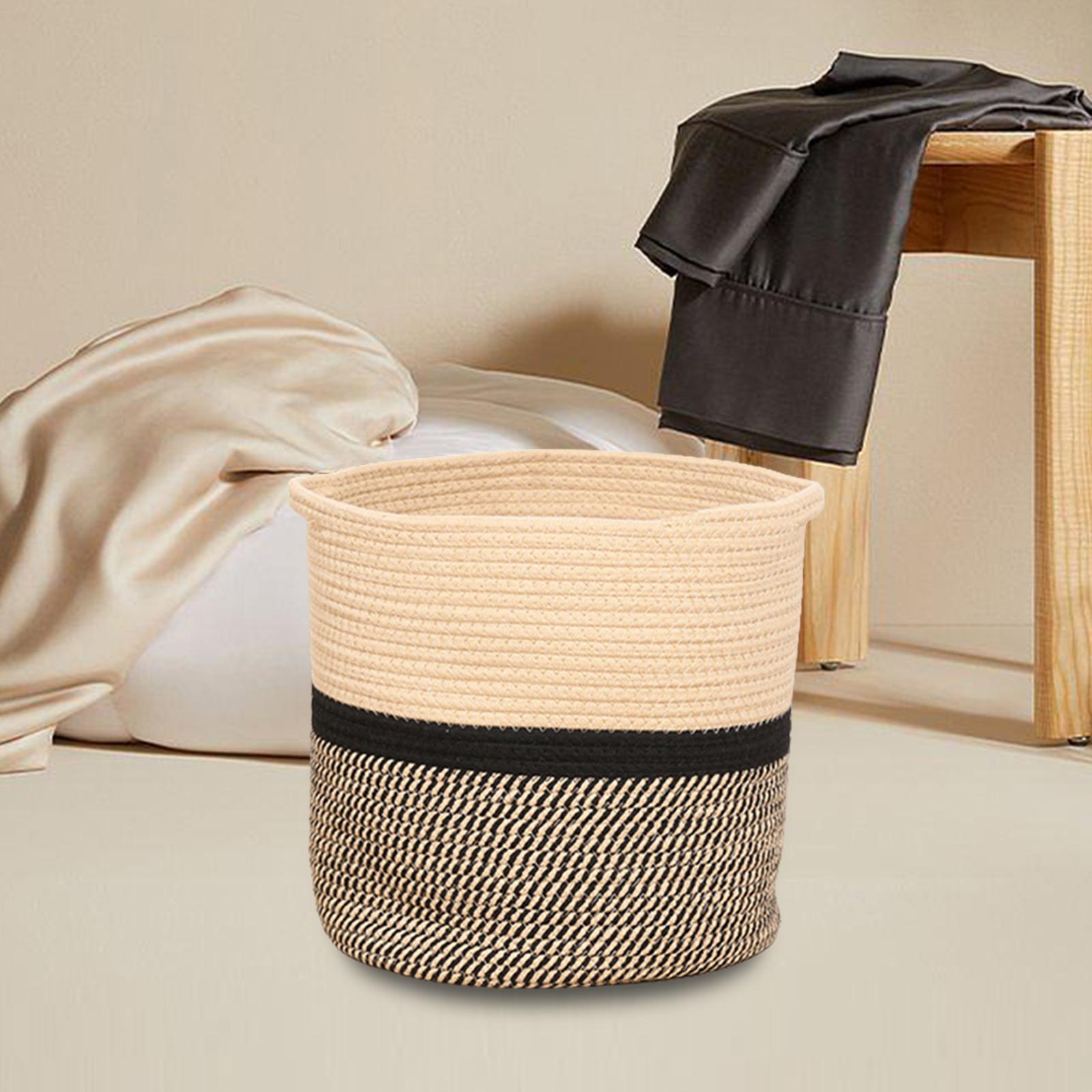 Laundry Hamper, Decorative Organizing Basket, Freestanding Woven Rope Storage Basket for Socks Blanket Toys