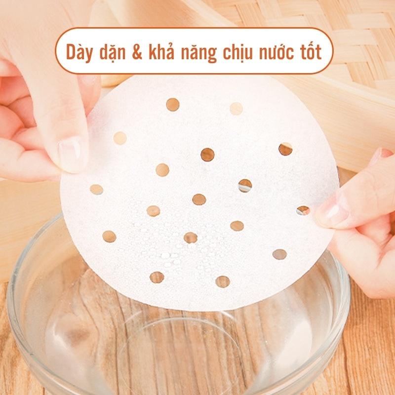 Set 100 Tờ Giấy Nến Đục Lỗ, Giấy Nến Tròn, Chống Dính Cho Nồi Chiên Không Dầu, Lót Xửng Hấp 88288