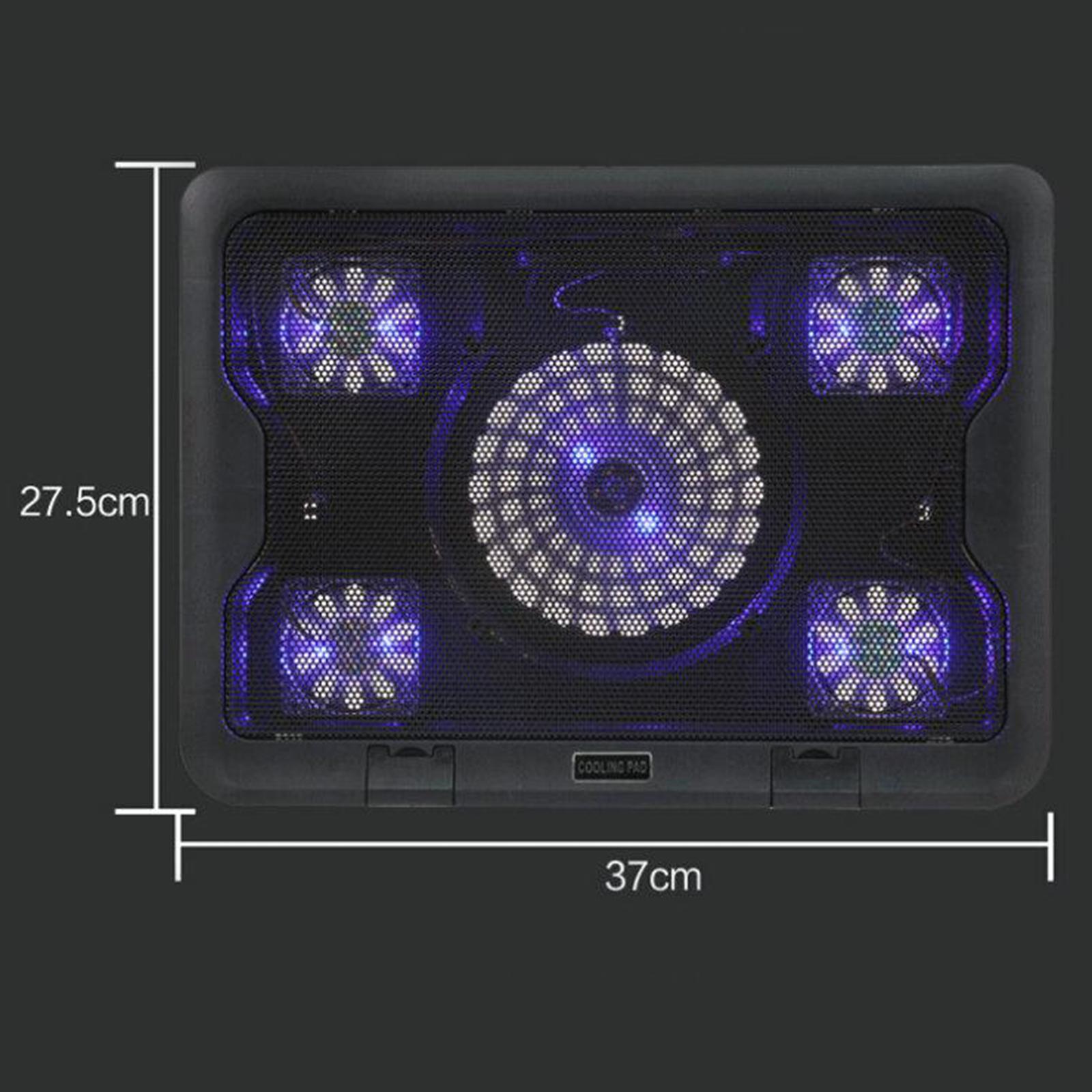 Portable Laptop Cooling Pad Cooler 5 Quiet Power Fans for 12"-17" Notebook Office Home