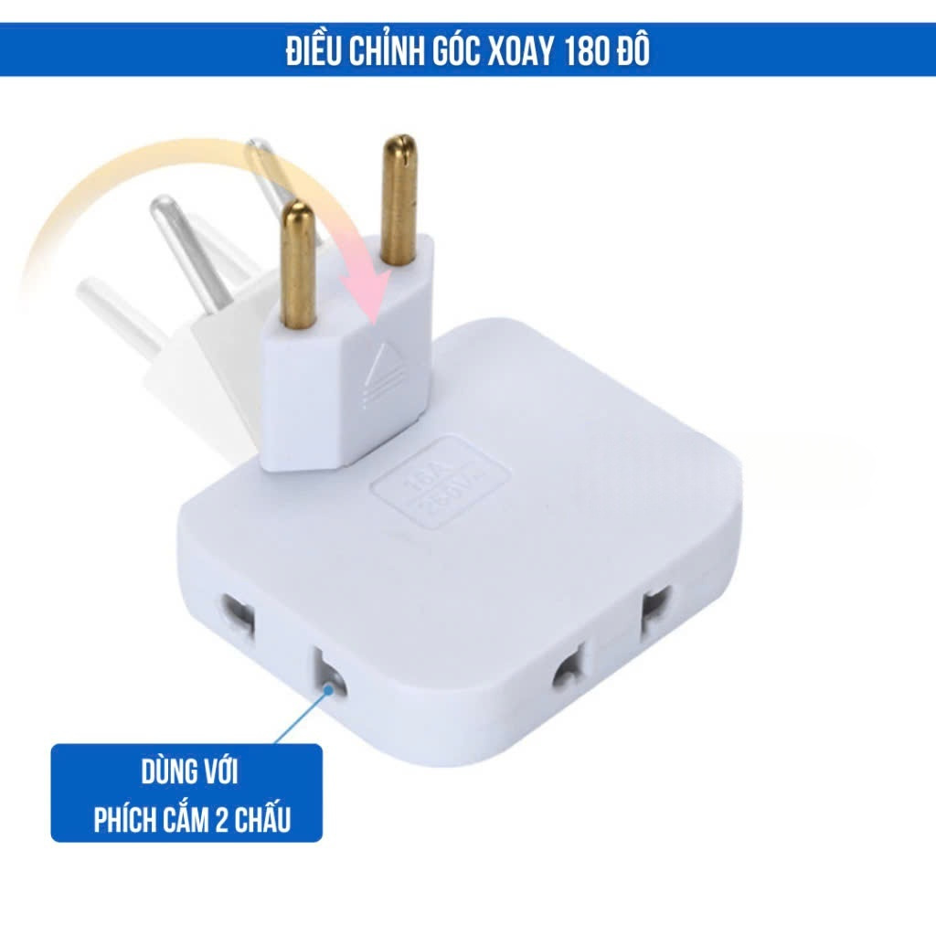 Ổ Cắm Xoay Gấp Gọn Ổ Cắm Điện Mở Rộng Xoay 180 Độ - Giao Màu Ngẫu Nhiên