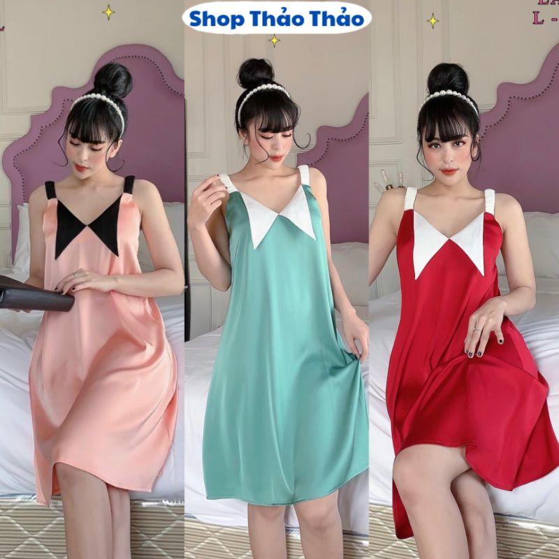 Đầm Mặc Nhà Đầm Ngủ Lụa Latin Mềm Mượt Có BigSize