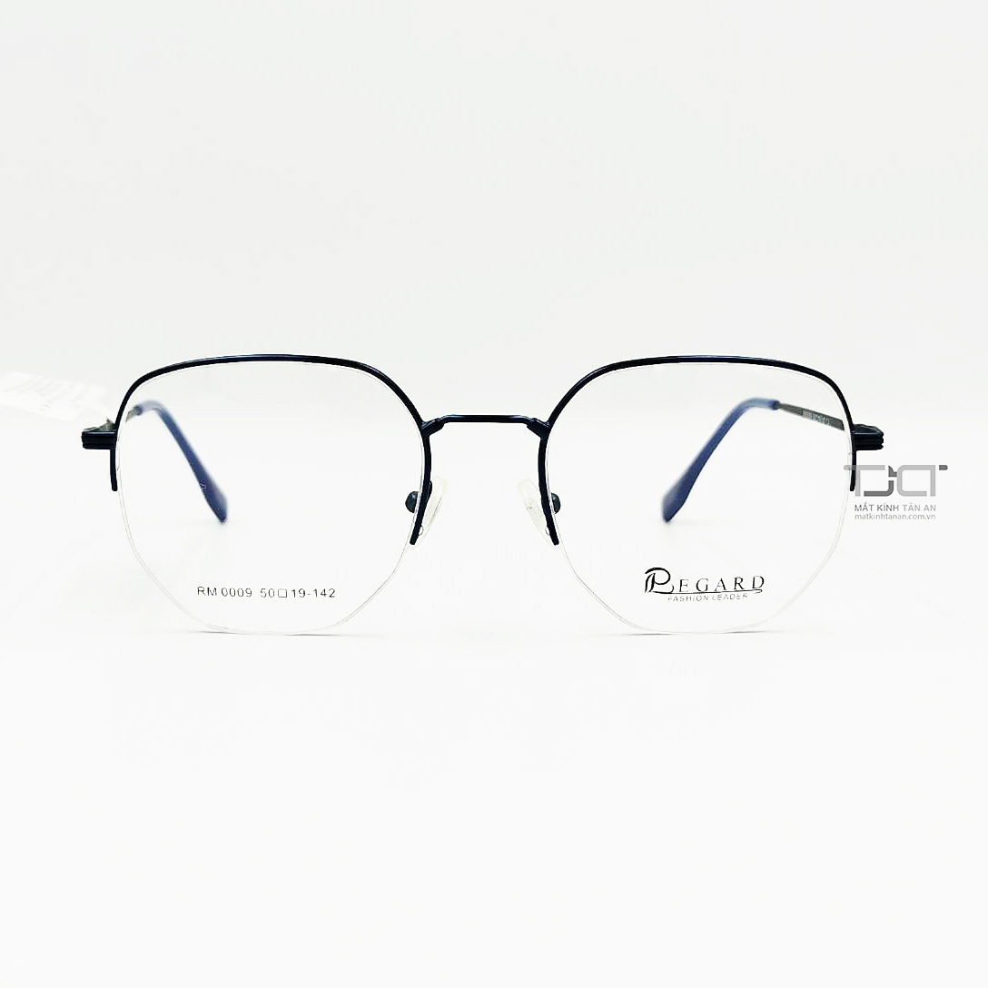 GỌNG KÍNH KIM LOẠI ĐA GIÁC, NỮA KHUNG UNISEX, CHÍNH HÃNG REGARD RM0009