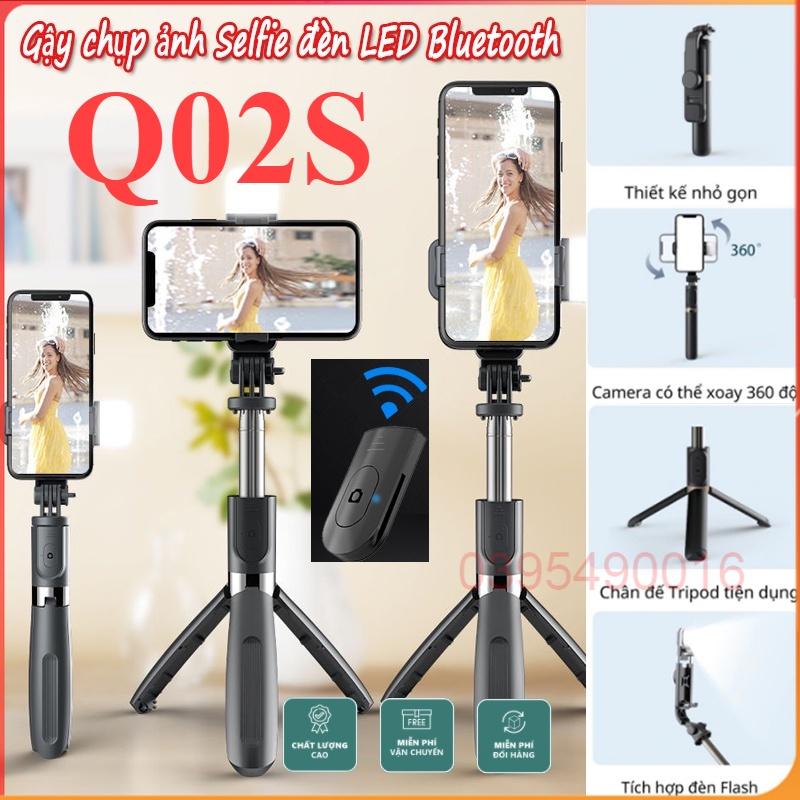 Gậy chụp ảnh tự sướng Selfie Bluetooth Q02S có đèn LED trợ sáng chân đế Tripod