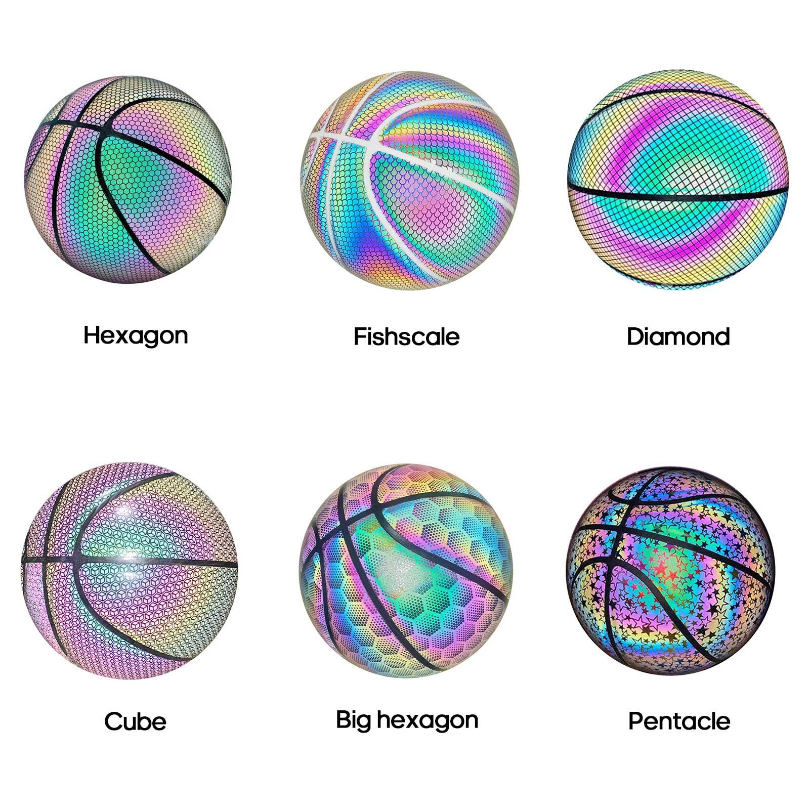 Bóng rổ phản chiếu phát sáng lạ mắt, đầy màu sắc cho người lớn