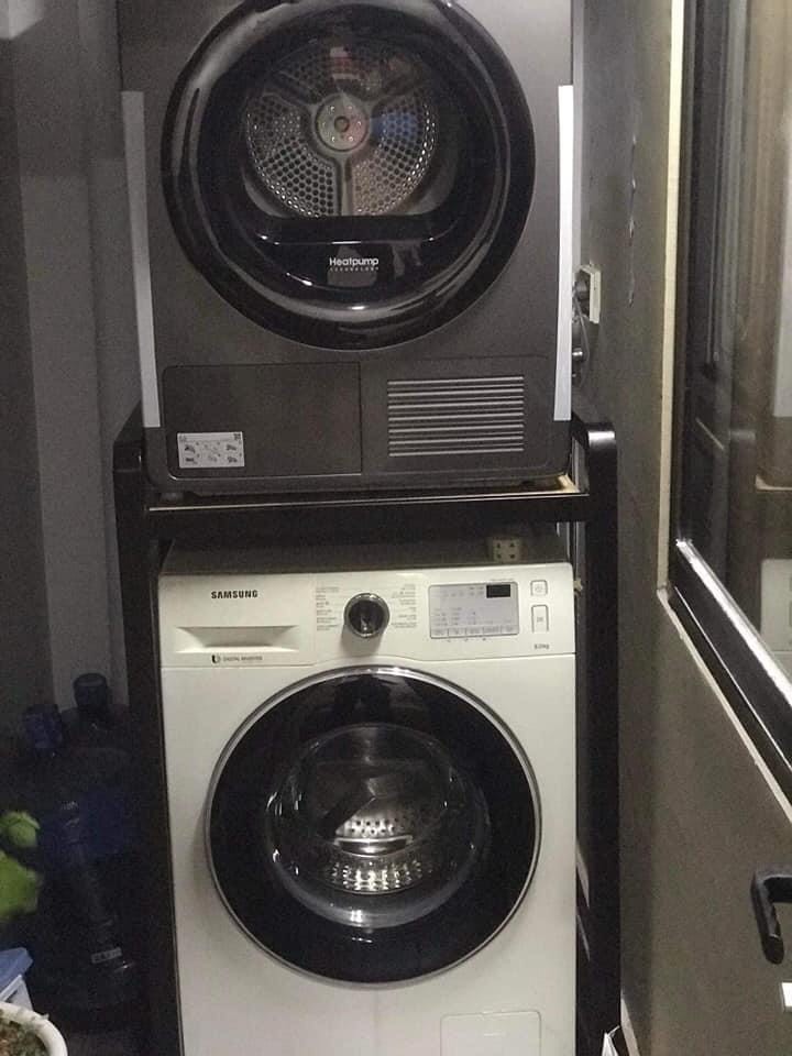 Kệ để máy sấy máy giặt giá rẻ-Giao ngay TP. HCM & Hà Nội - Khung thép hộp 40x40 sơn tĩnh điện, mặt gỗ tự nhiên chịu tải 300Kg
