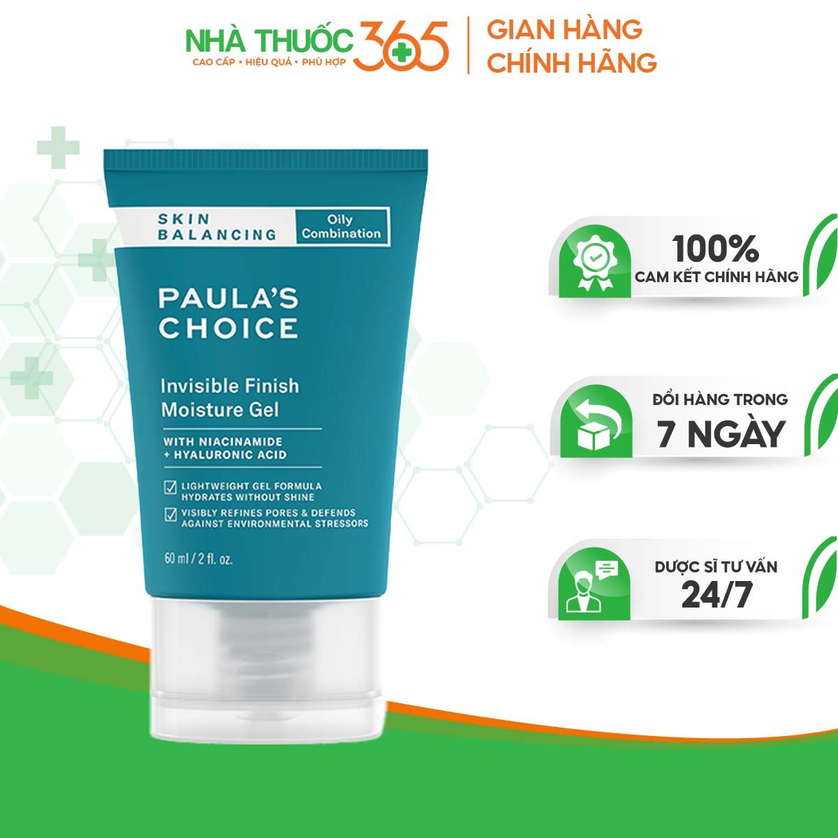 Kem dưỡng ẩm kiểm soát dầu cho da thoáng mịn Paula’s Choice Skin Balancing Invisible Finish Moisture Gel 60ml