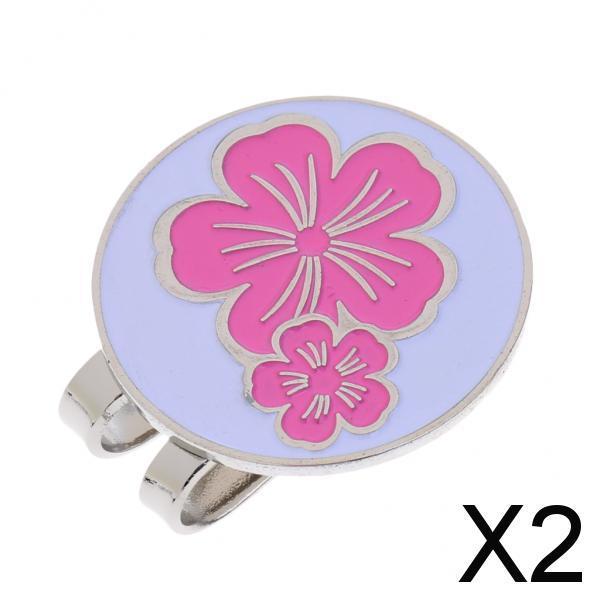 2xGolf Hat Clip with Detachable Magnetic Golf Ball Marker Cap Clip Pink