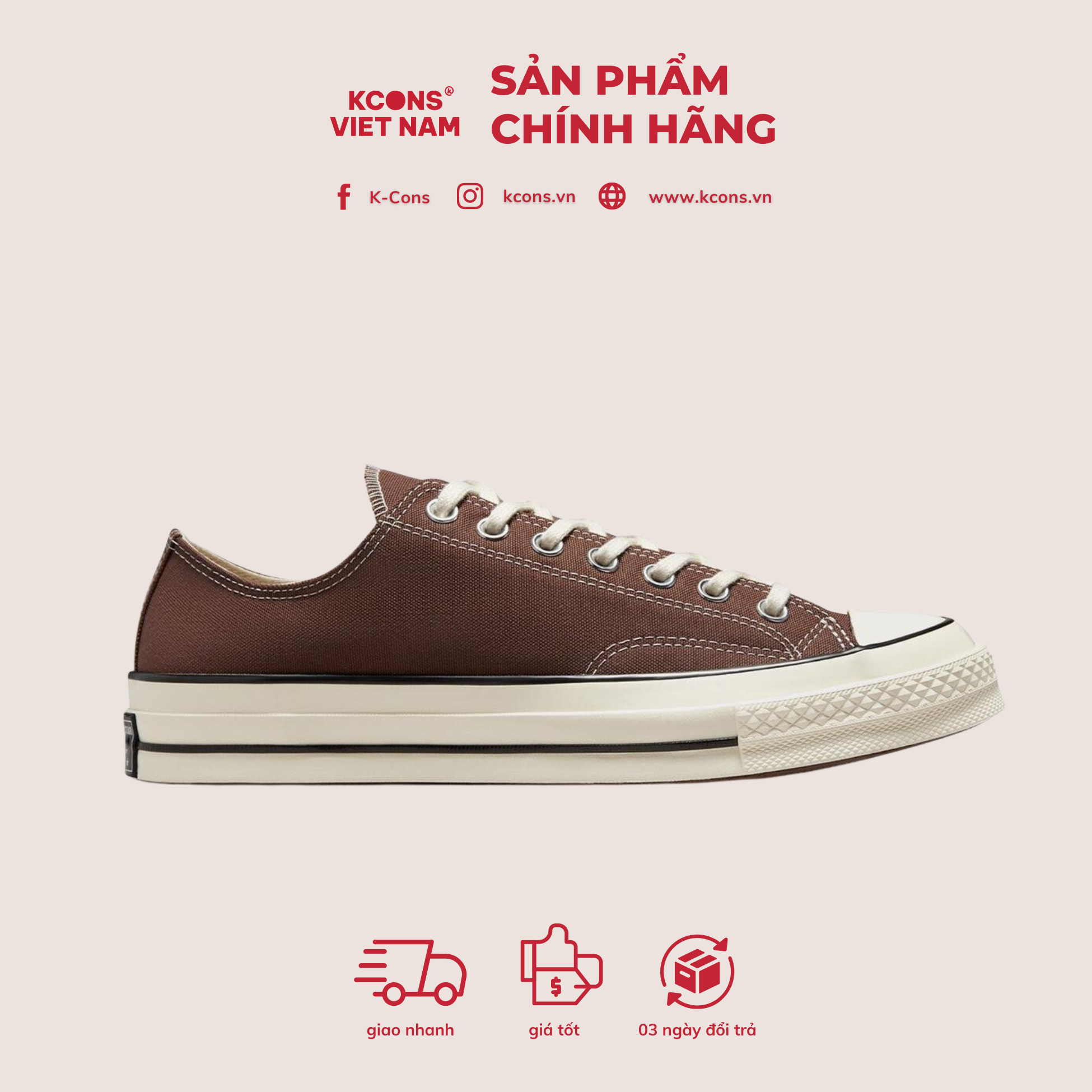 Giày Converse 1970s Dark Brown Cổ Thấp A02768C