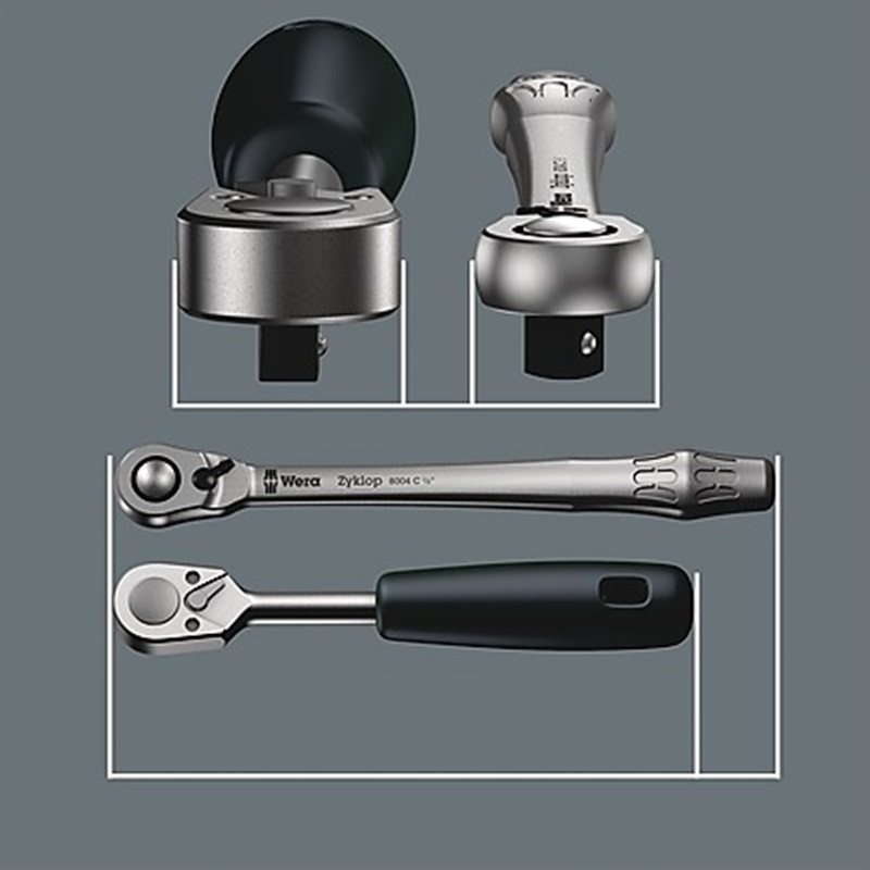 Cần xiết tròng cóc 1/4" 8004 A Zyklop Metal Ratchet with switch lever Wera 05004004001