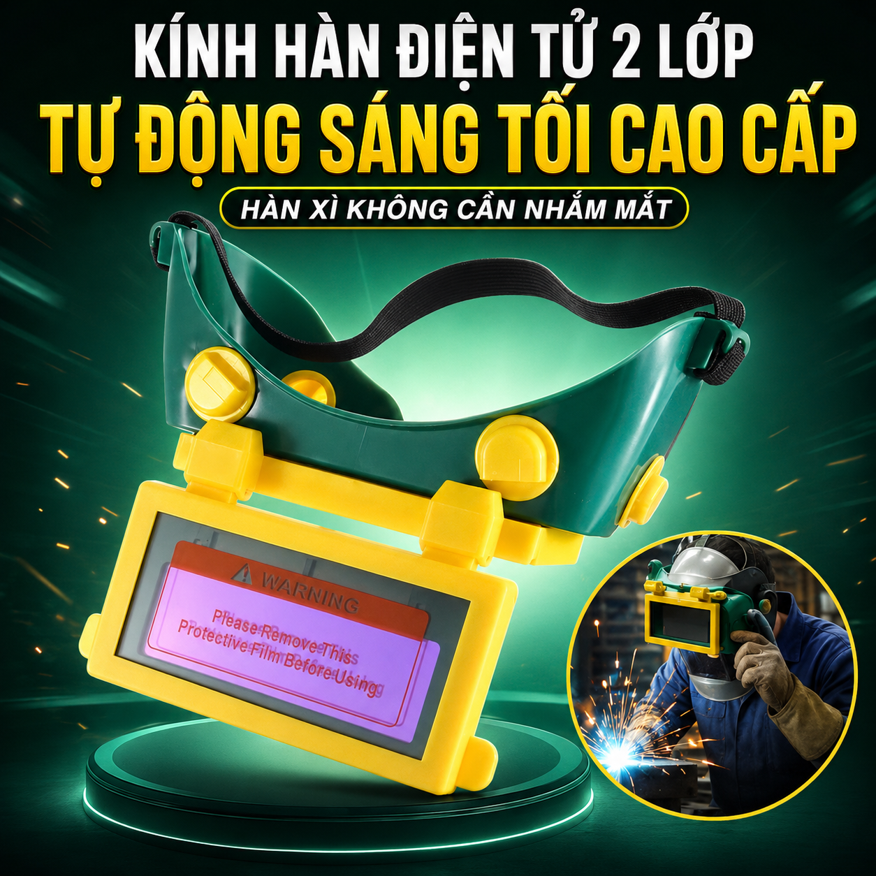 Mặt Kính Hàn Xì Điện Tử 2 Lớp – Hỗ Trợ Bảo Vệ Mắt Khi Hàn Cắt Kim Loại