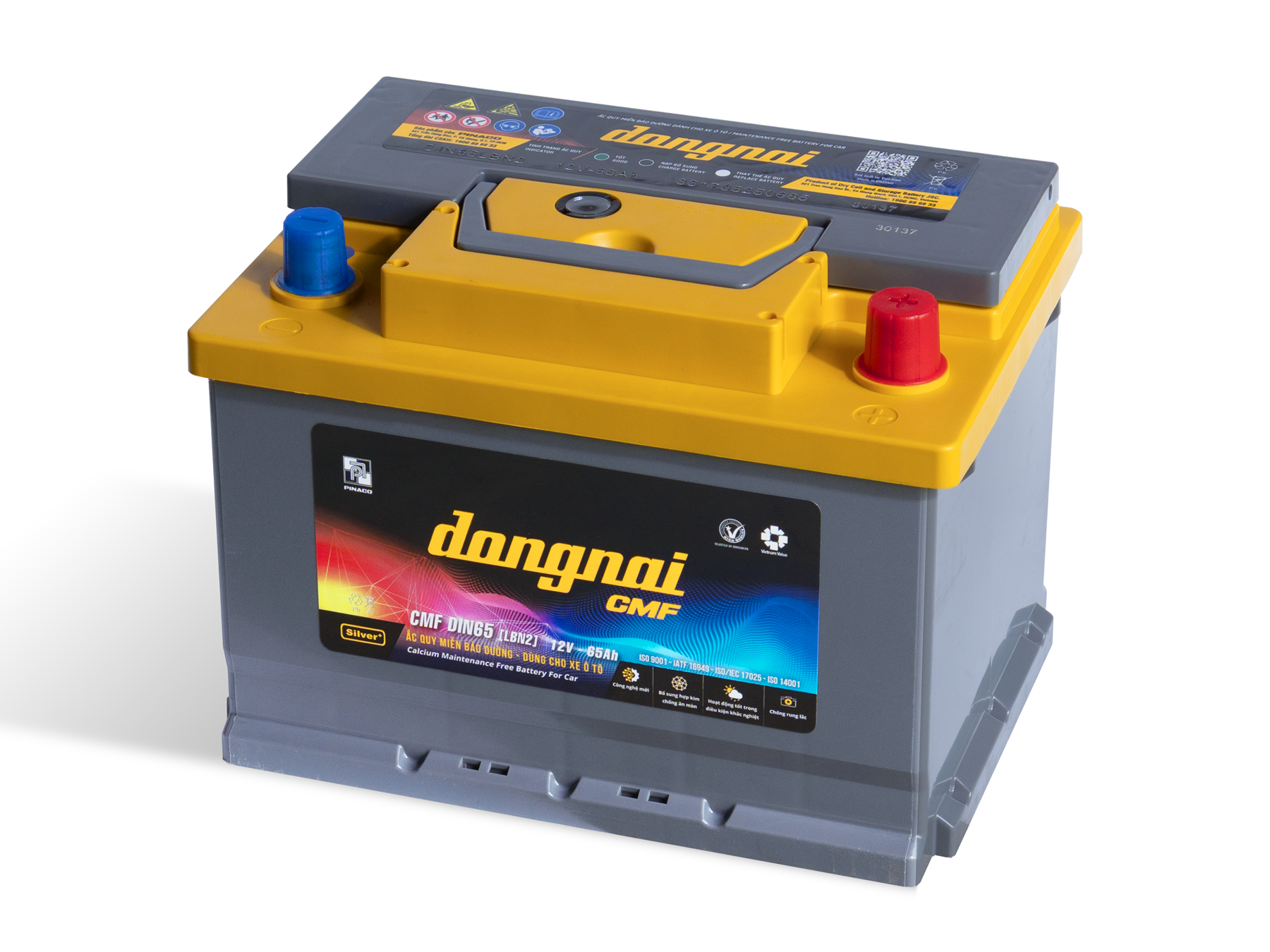 Ắc quy Dongnai CMF DIN65 [LBN2] - 12V - 65Ah miễn bảo dưỡng- dùng cho oto