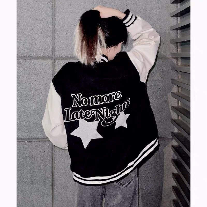 Áo Khoác Bomber Dù 2 Lớp in L.A Print NO MORE LATE NIGHTS Form Rộng Unisex Nam Nữ Ulzzang, Áo khoác bóng chày dù