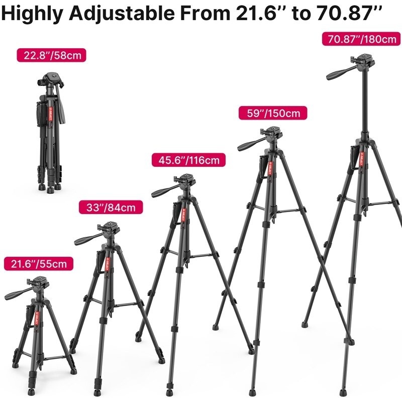 Ulanzi U-SELECT VT-01 - Chân Đế (Tripod) Cho Máy Ảnh, Máy Quay, Smartphone, Tải Trọng 3kg, Chiều Cao 1.8m - Hàng Chính Hãng