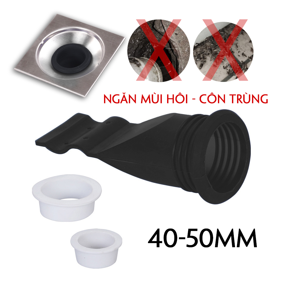 Phụ Kiện Ống Phễu Lắp Thoát Sàn Bồn Cầu Ngăn Chống Mùi Nước Cống Hôi Vi Khuẩn Côn Trùng Thâm Nhập Legaxi - Đen - 40-50mm