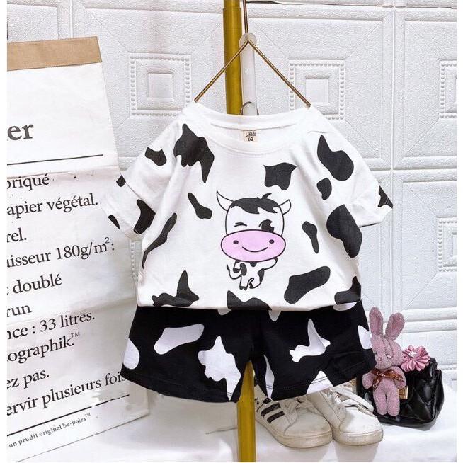 Bộ cộc tay thun lạnh bò sữa cho bé trai và bé gái từ 8kg đến 18kg