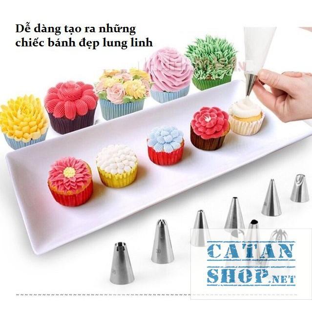 Hộp 32 đui bắt bông kem kèm chốt và túi đựng kem trang trí bánh GD230-BatKemLL