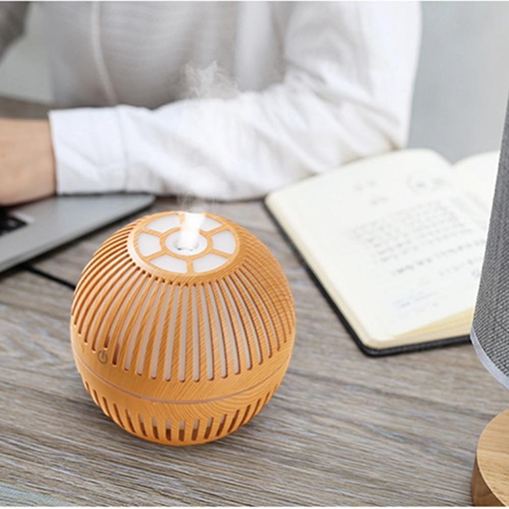 130ml Wood Grain Air Humidifier USB Rechargeable Humidifier Essential Aroma Oil Diffuser Ultrasonic Mini Mist Maker LED Ligh