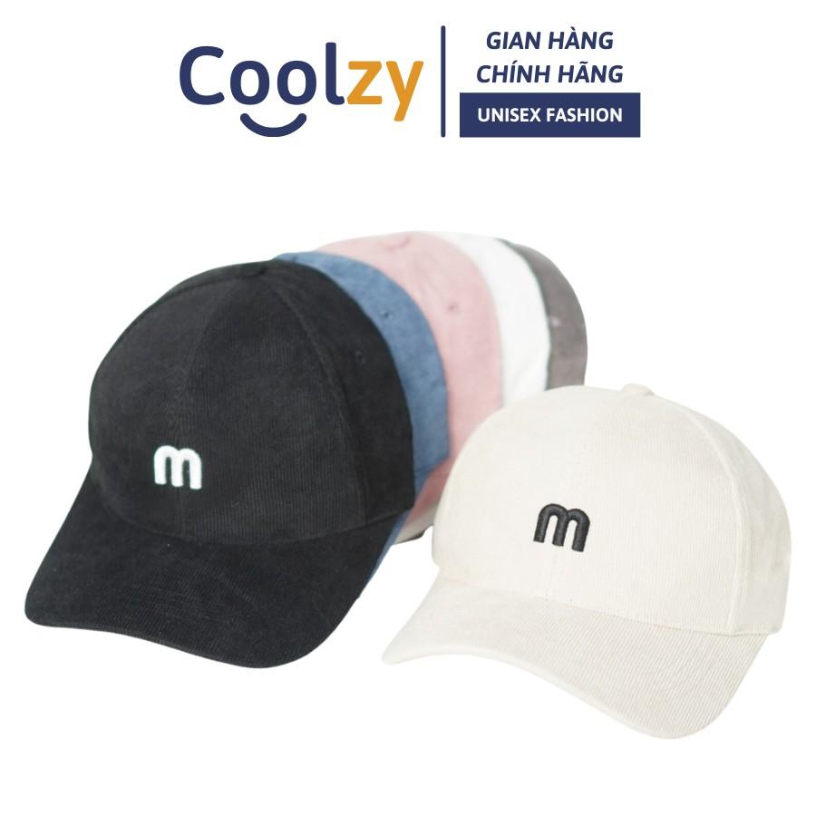 Mũ lưỡi trai nhung nam nữ, nón lưỡi trai thêu chữ M phong cách Ulzzang form unisex - M