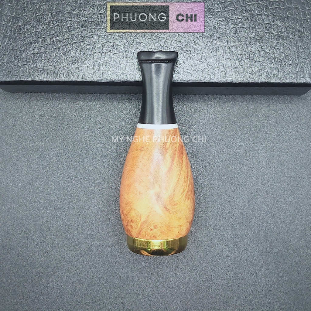 Tẩu Bắt Tóp Xì_Gà chất liệu gỗ HL đầu bằng đồng có 4 vòng ring 42-60 - quà tặng ý nghĩa cho nam giới