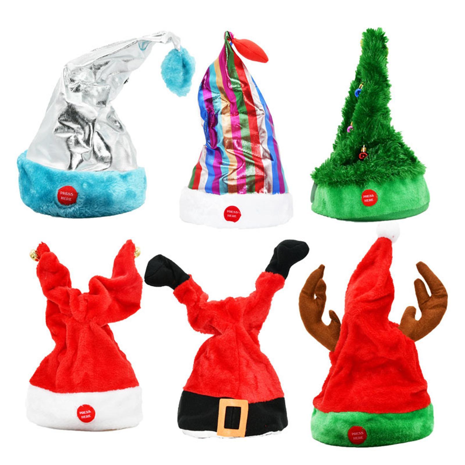 Dancing Santa Hat Xmas Tree Christmas Electric Hats Cap Swing Tree Christmas Ornaments for Kids Xmas Gift