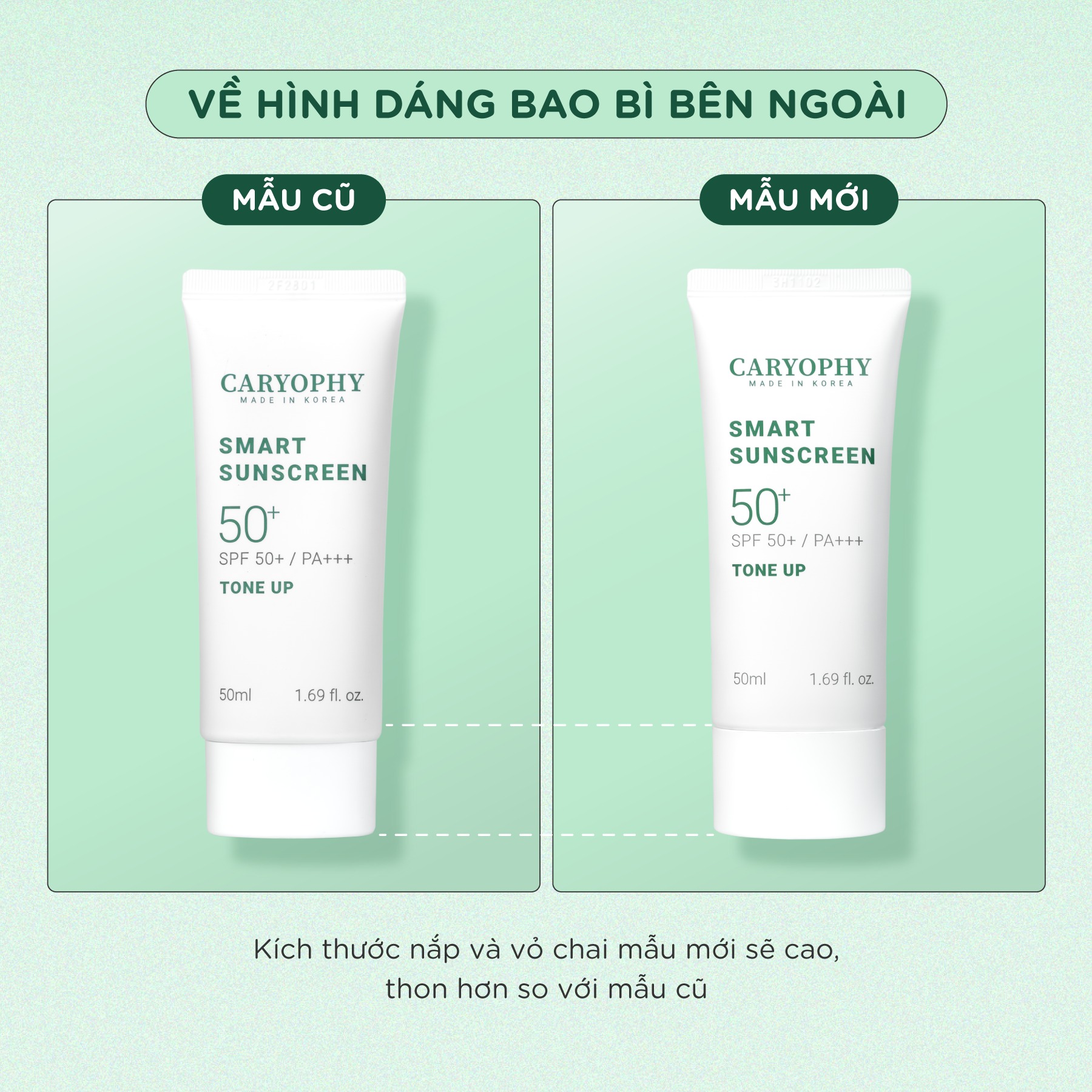 Kem Chống Nắng Caryophy Smart Sunscreen SPF50+ PA +++ Tone Up 50ml