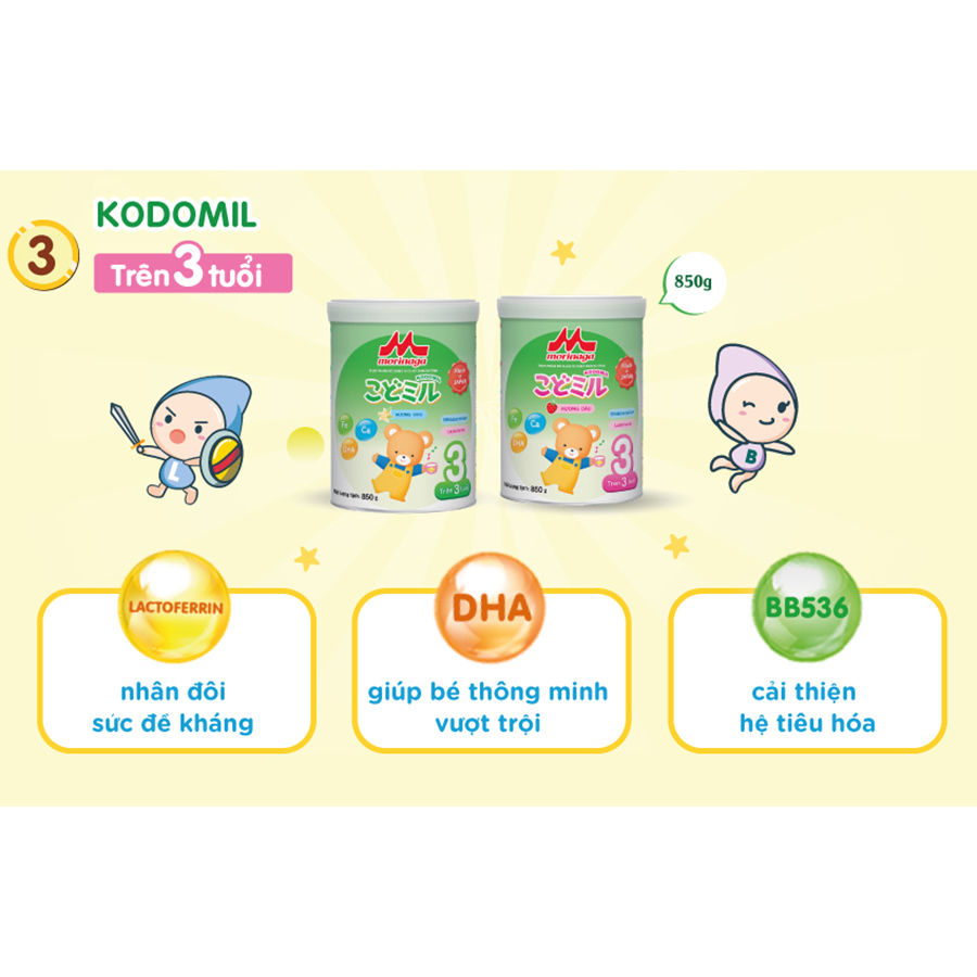 Combo  1 lon Sữa Morinaga số 3 Kodomil Hương Vani 850gr + 1 lọ Ruốc cá hồi Meiwa (ngẫu nhiên)