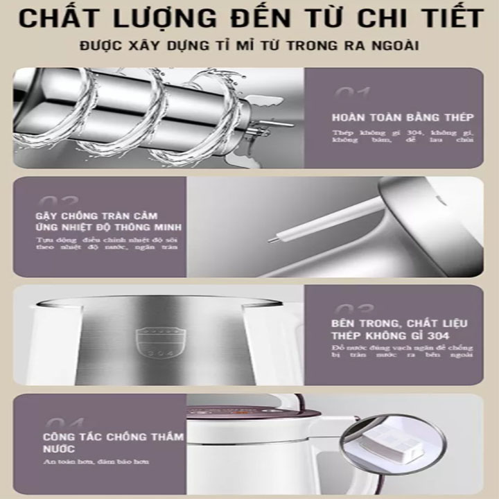 Máy làm sữa hạt đa năng - Công nghệ chống tràn thông minh- Thiết kế gọn gàng, tinh tế phù hợp với mọi nhà bếp.