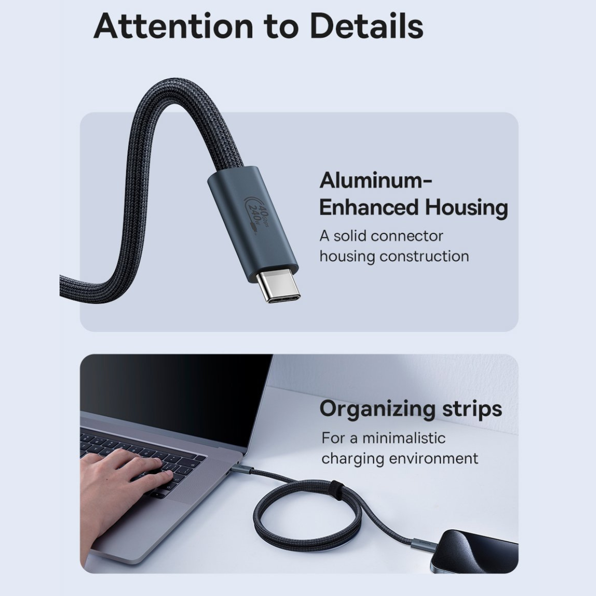 Cáp sạc nhanh và hỗ trợ truyền tải video Type-C to Type-C Baseus Flash Series 2 USB4 Full Featured Data Cable 40Gbps 240W 8K/60Hz - Hàng chính hãng